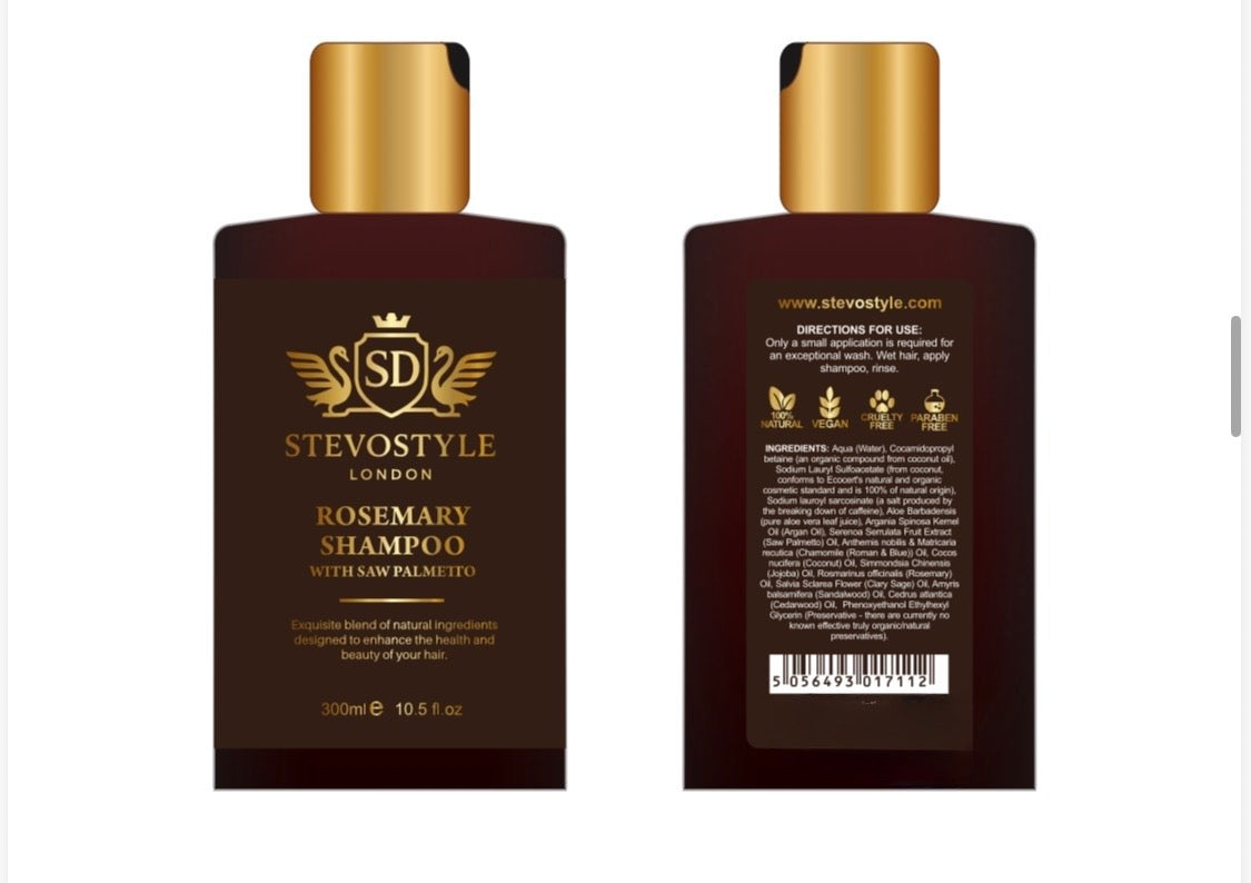 Rosemary Natural and Saw Palmetto 100% Shampoo Vegan 300ml