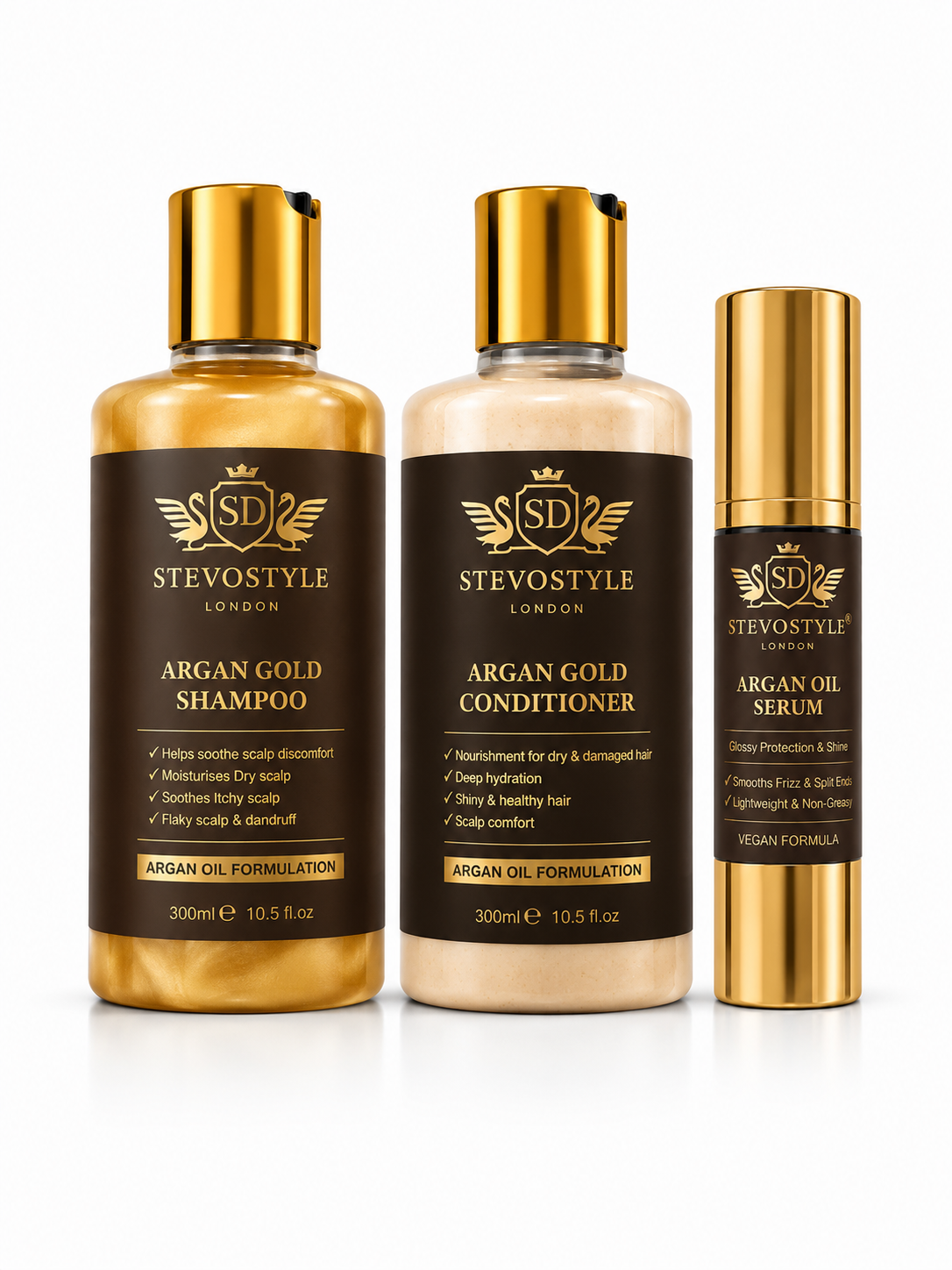 Argan Gold Shampoo, Conditioner & Argan Oil Serum Trio